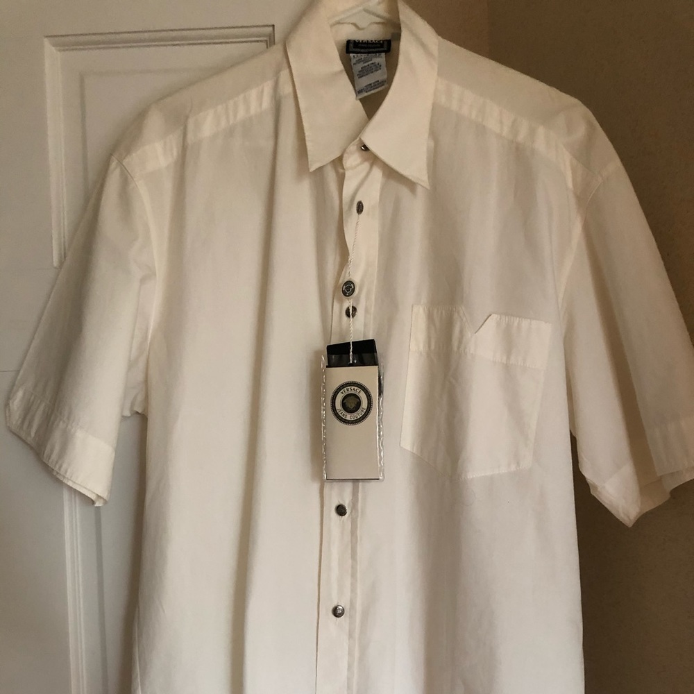 Men’s NWT Versace White Short Sleeve Button Down